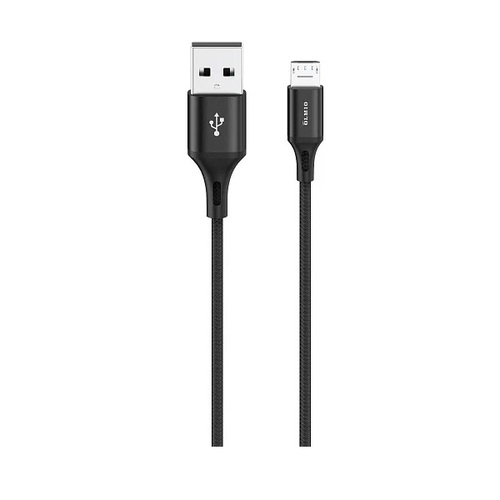 USB кабель OLMIO Basiс USB 2.0 - microUSB 1.2м 2.1A текстильная оплетка Black