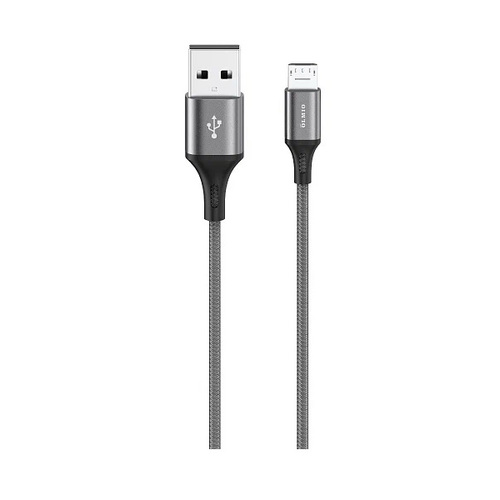USB кабель OLMIO Basiс USB 2.0 - microUSB 1.2м 2.1A текстильная оплетка Grey